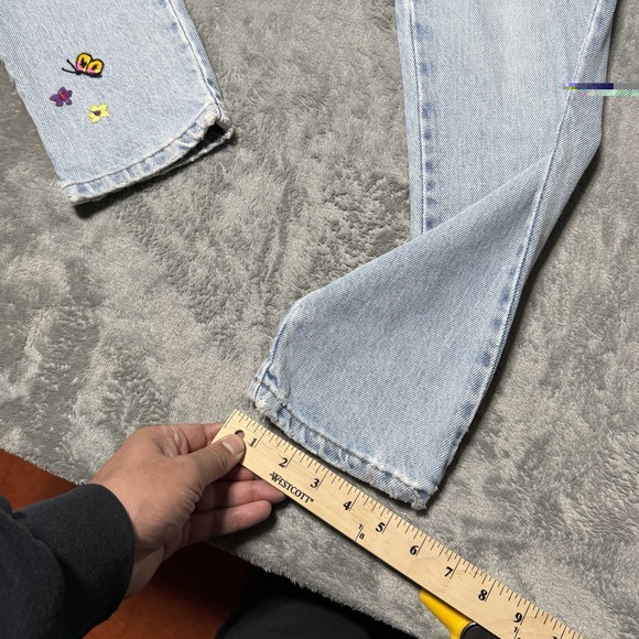 VTG 90s GAP Womens Lightwash Slim Tapered Jeans Size 5/6 Embroidered - Picture 14 of 14